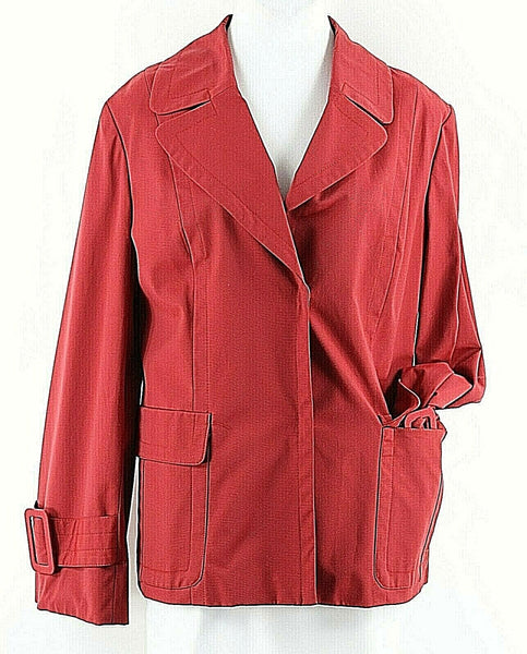 Alfani NEW L Milano Red Back Buckle Detail Nylon Cotton Blend Lined Jacket