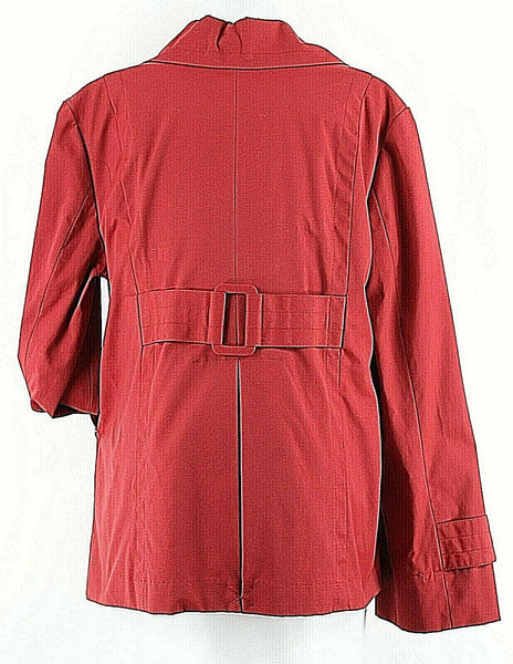 Alfani NEW L Milano Red Back Buckle Detail Nylon Cotton Blend Lined Jacket