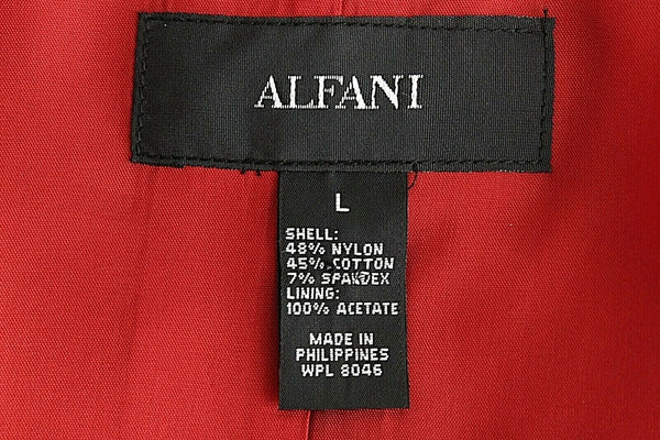 Alfani NEW L Milano Red Back Buckle Detail Nylon Cotton Blend Lined Jacket