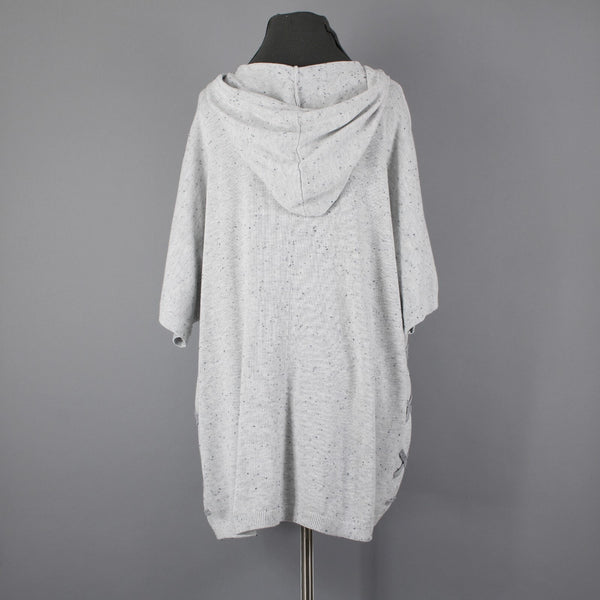 Cabi Sz S Gray Black Speckled Hooded Pull Over Cotton Rayon XX Sides Sweater