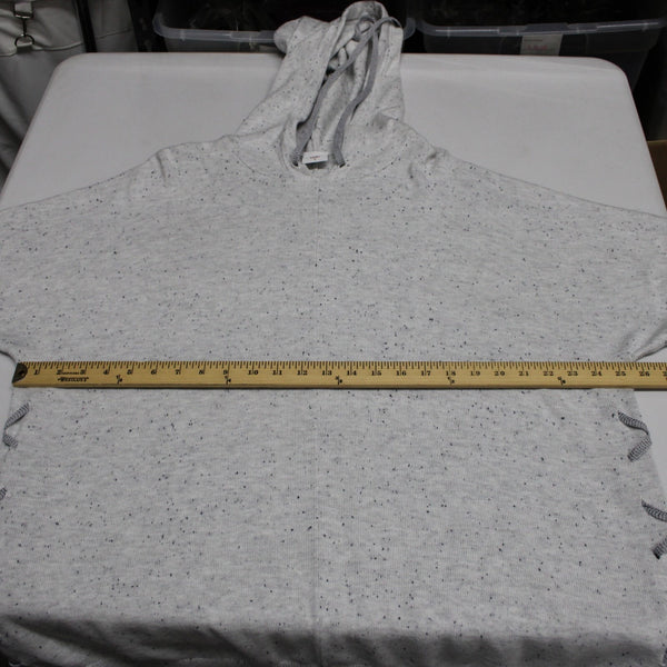 Cabi Sz S Gray Black Speckled Hooded Pull Over Cotton Rayon XX Sides Sweater