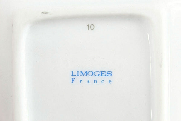 Limoges Sz 5 x 5 White Multi Floral Trinket Concave Saucer Plate