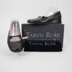 Taryn Rose Kristy Nappa Sz 38.5 M Black Leather Upper Inner 1.25" Wedge