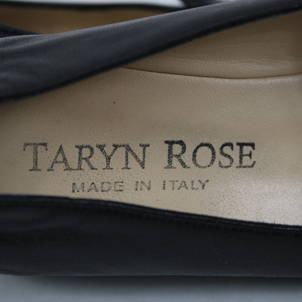 Taryn Rose Kristy Nappa Sz 38.5 M Black Leather Upper Inner 1.25" Wedge