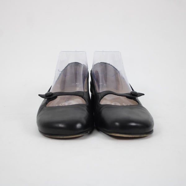 Taryn Rose Kristy Nappa Sz 38.5 M Black Leather Upper Inner 1.25" Wedge