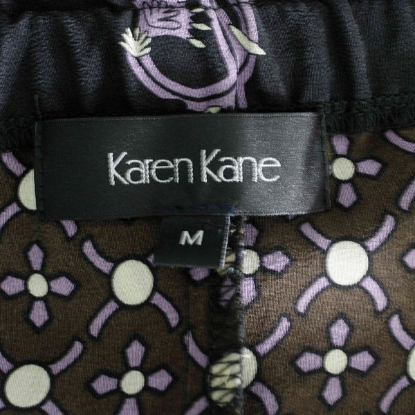 Karen Kane Sz M Black Brown Multi Elastic Empire Bow 100% Silk Woven Camisole