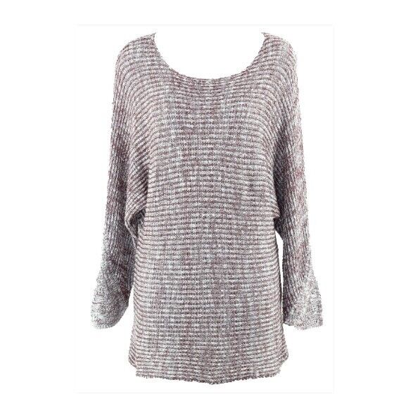 Miracle M/L Burgundy White Textured Pullover Cotton Acrylic Sweater