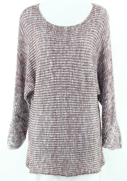 Miracle M/L Burgundy White Textured Pullover Cotton Acrylic Sweater