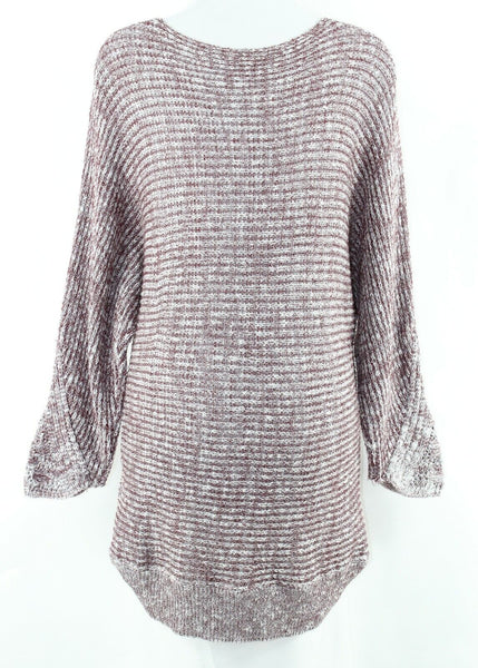 Miracle M/L Burgundy White Textured Pullover Cotton Acrylic Sweater