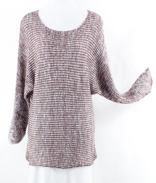 Miracle M/L Burgundy White Textured Pullover Cotton Acrylic Sweater