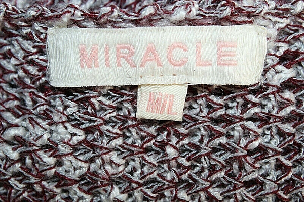 Miracle M/L Burgundy White Textured Pullover Cotton Acrylic Sweater