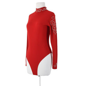 Kippys XS S No Size Red Silver Rhinestones Collared No Fabric Label AS IS Top