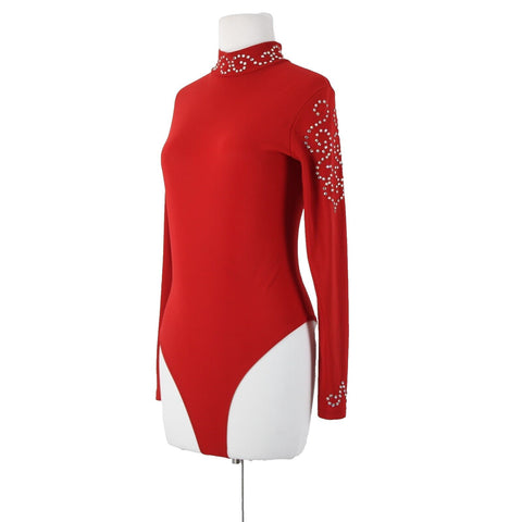 Kippys XS S No Size Red Silver Rhinestones Collared No Fabric Label AS IS Top
