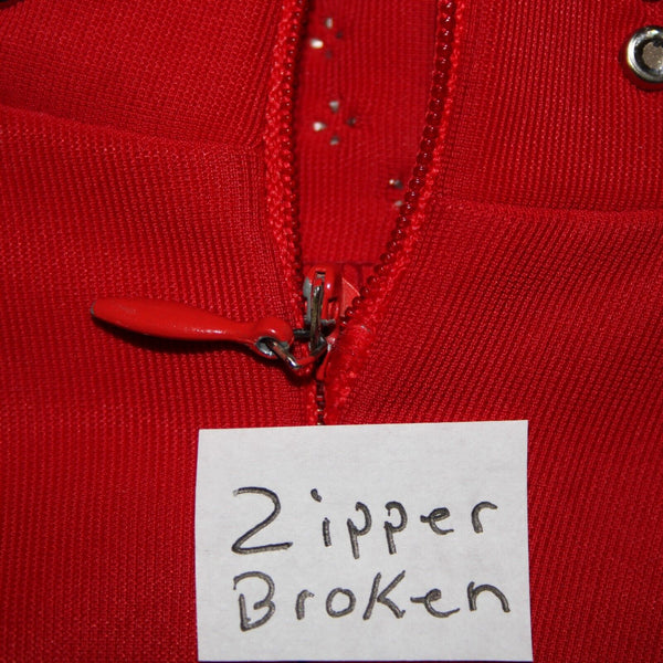 Kippys XS S No Size Red Silver Rhinestones Collared No Fabric Label AS IS Top
