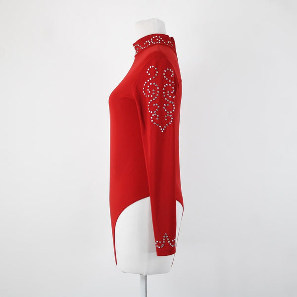 Kippys XS S No Size Red Silver Rhinestones Collared No Fabric Label AS IS Top
