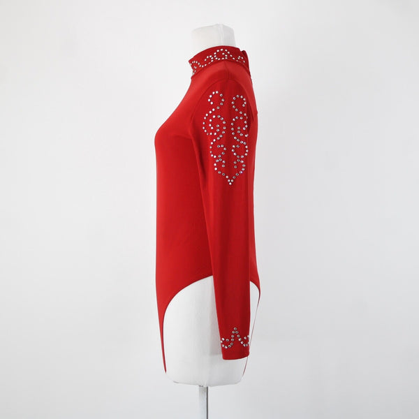 Kippys XS S No Size Red Silver Rhinestones Collared No Fabric Label AS IS Top