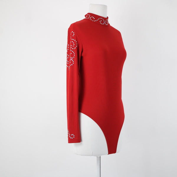 Kippys XS S No Size Red Silver Rhinestones Collared No Fabric Label AS IS Top