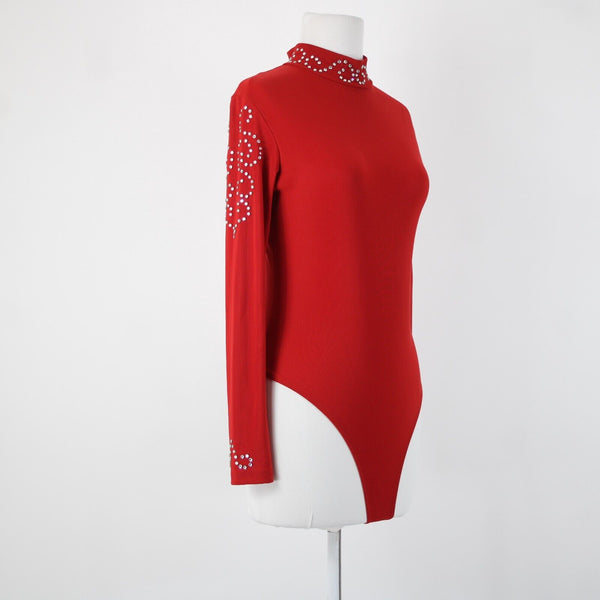 Kippys XS S No Size Red Silver Rhinestones Collared No Fabric Label AS IS Top