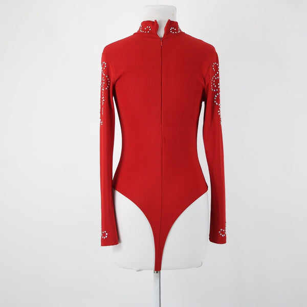 Kippys XS S No Size Red Silver Rhinestones Collared No Fabric Label AS IS Top