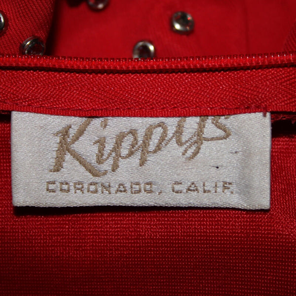 Kippys XS S No Size Red Silver Rhinestones Collared No Fabric Label AS IS Top