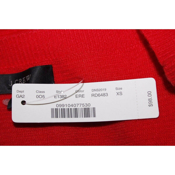 J Crew NEW $98 Sz XS Red Textured Ribbed Knit Pullover Wool Blend Sweater