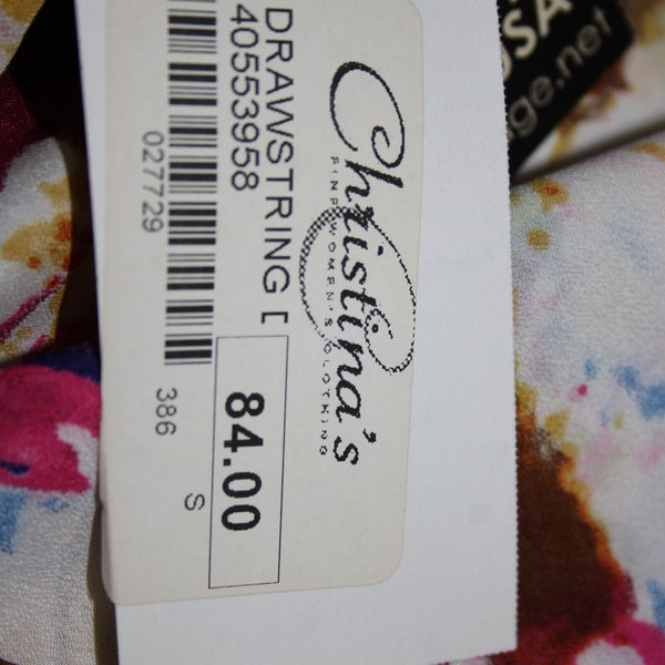 Pure Sage NEW $84 Sz 4 White Multi Print Adjustable Drawstring 100% Poly Dress