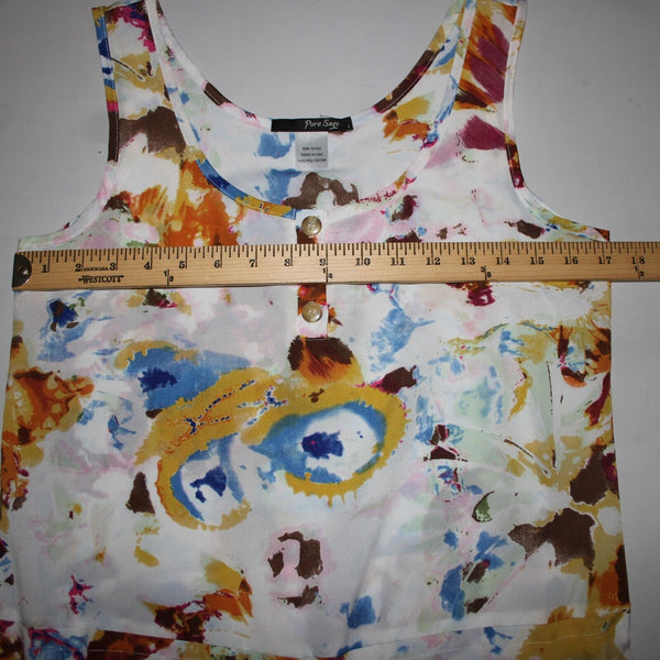 Pure Sage NEW $84 Sz 4 White Multi Print Adjustable Drawstring 100% Poly Dress
