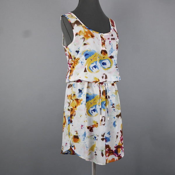 Pure Sage NEW $84 Sz 4 White Multi Print Adjustable Drawstring 100% Poly Dress