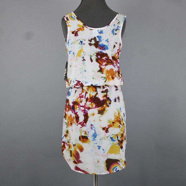 Pure Sage NEW $84 Sz 4 White Multi Print Adjustable Drawstring 100% Poly Dress