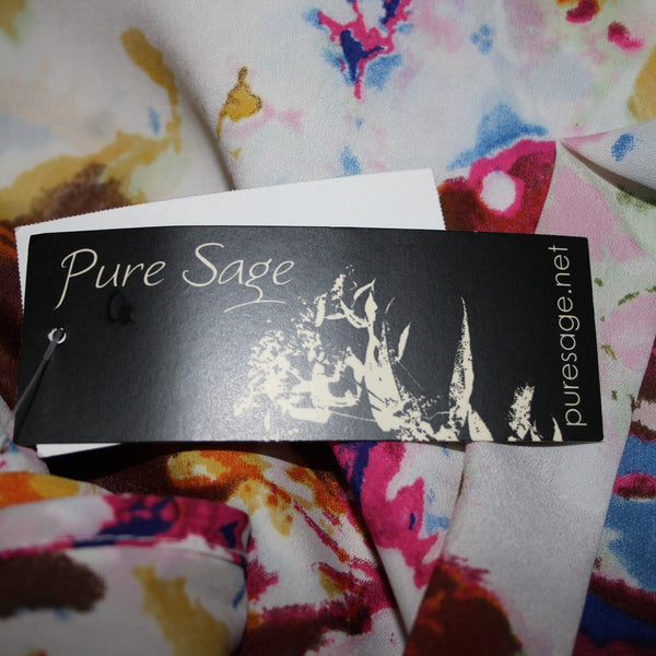 Pure Sage NEW $84 Sz 4 White Multi Print Adjustable Drawstring 100% Poly Dress