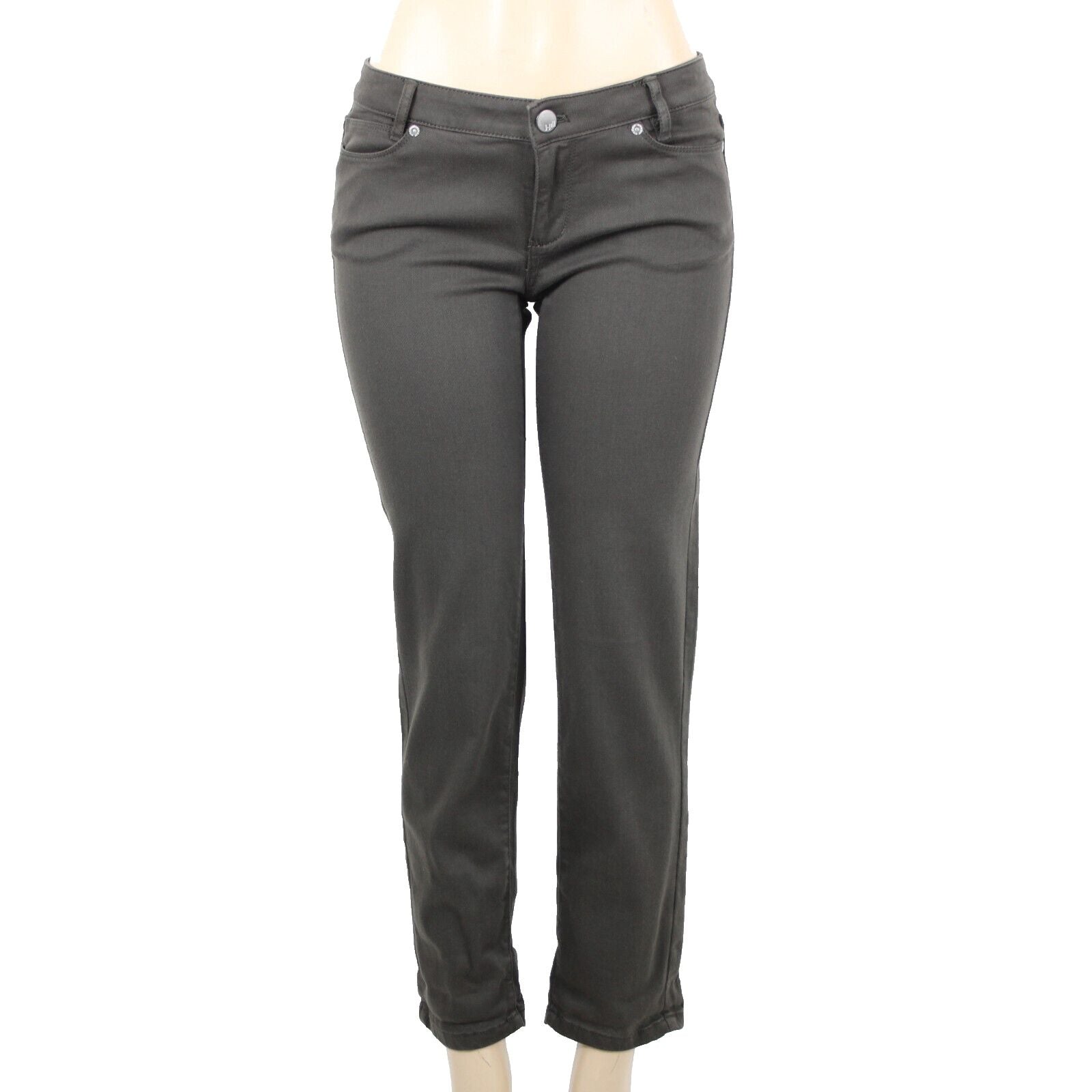 J Jill NEW $89 Denim Sz 2P x 29 Dark Olive Green Straight Leg Cotton Pant