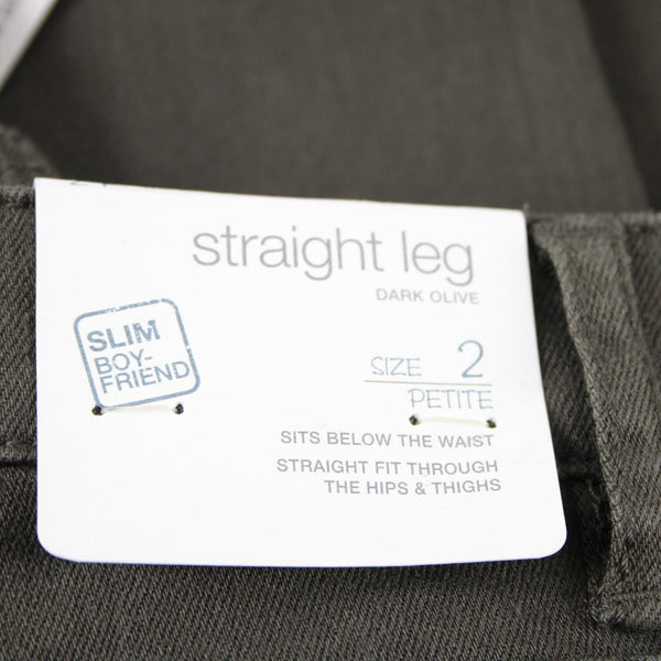 J Jill NEW $89 Denim Sz 2P x 29 Dark Olive Green Straight Leg Cotton Pant