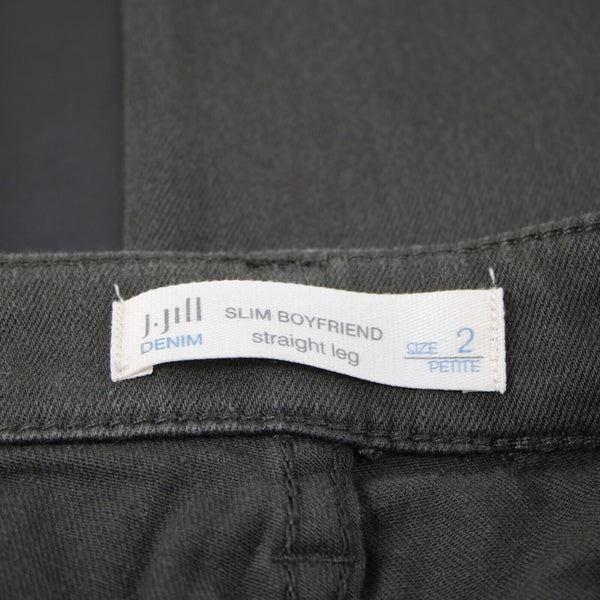 J Jill NEW $89 Denim Sz 2P x 29 Dark Olive Green Straight Leg Cotton Pant