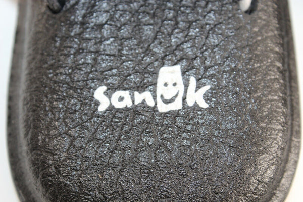 Sanuk Sz 7 Black White Fabric .5" Man Made Heel Sole Comfort Sandal
