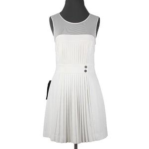 Bebe NEW Sz 8 White Heaven Accordion Pleat Mesh Polyester Viscose Dress