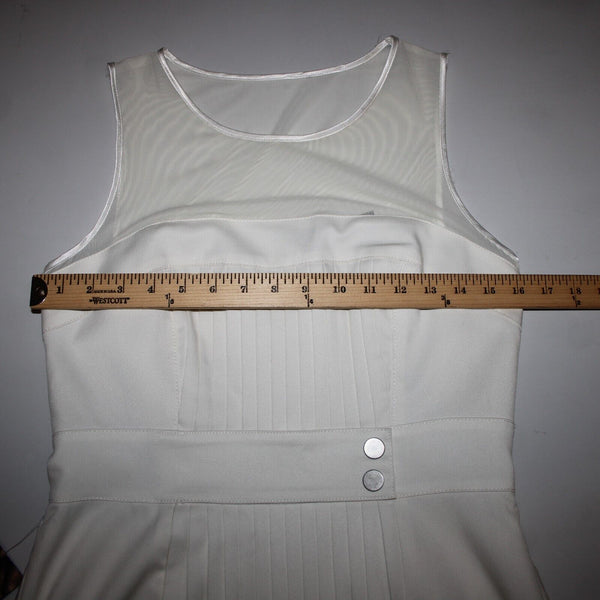 Bebe NEW Sz 8 White Heaven Accordion Pleat Mesh Polyester Viscose Dress