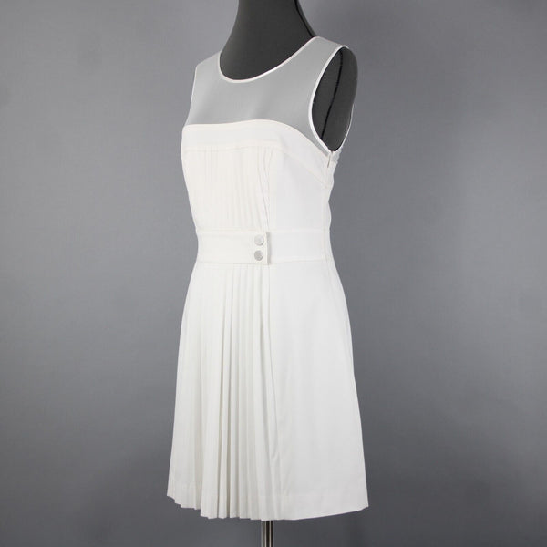 Bebe NEW Sz 8 White Heaven Accordion Pleat Mesh Polyester Viscose Dress