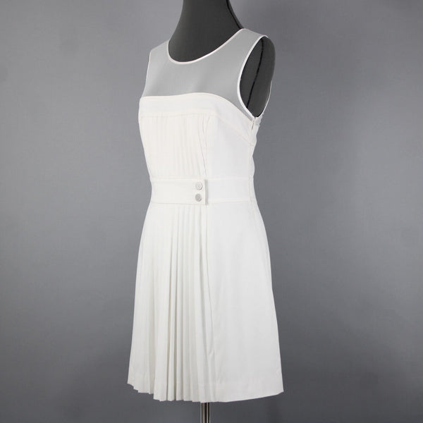 Bebe NEW Sz 8 White Heaven Accordion Pleat Mesh Polyester Viscose Dress