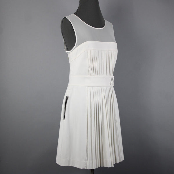 Bebe NEW Sz 8 White Heaven Accordion Pleat Mesh Polyester Viscose Dress