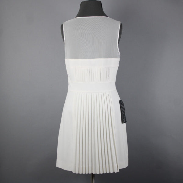 Bebe NEW Sz 8 White Heaven Accordion Pleat Mesh Polyester Viscose Dress