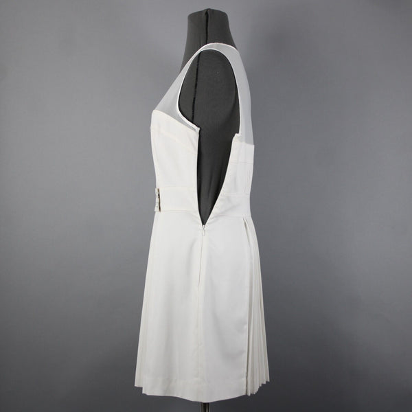 Bebe NEW Sz 8 White Heaven Accordion Pleat Mesh Polyester Viscose Dress
