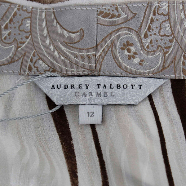 Audrey Talbott NEW $115 Sz 12 Cream Multi Button Up 100% Silk Woven Top