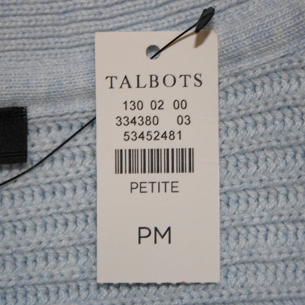 Talbots NEW Sz Mp Lt Blue Textured Knit V Neck Cotton Multi Blend Tunic Sweater