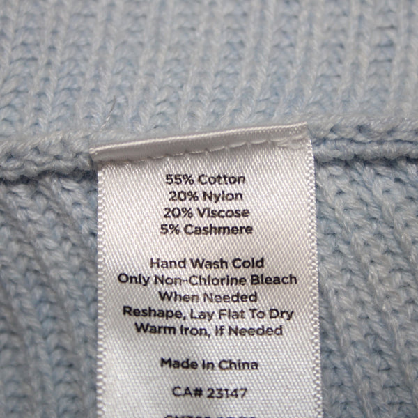 Talbots NEW Sz Mp Lt Blue Textured Knit V Neck Cotton Multi Blend Tunic Sweater