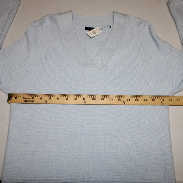 Talbots NEW Sz Mp Lt Blue Textured Knit V Neck Cotton Multi Blend Tunic Sweater