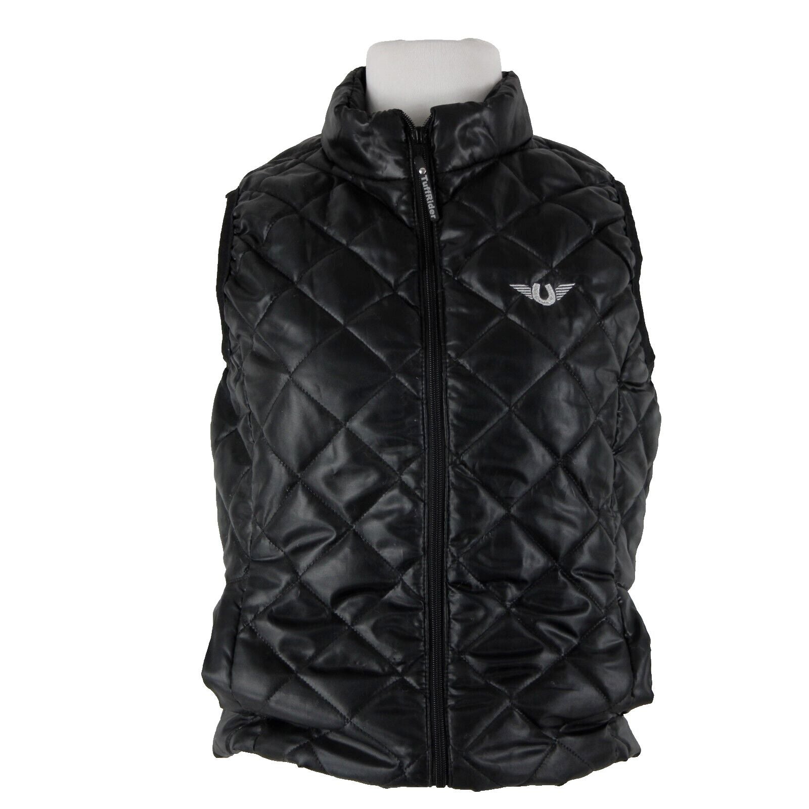 Tuff Rider Sz S Black Alpine Diamond Quilted Collared Zipper 100% Polyester Vest