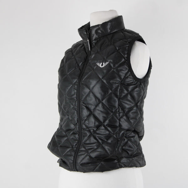 Tuff Rider Sz S Black Alpine Diamond Quilted Collared Zipper 100% Polyester Vest