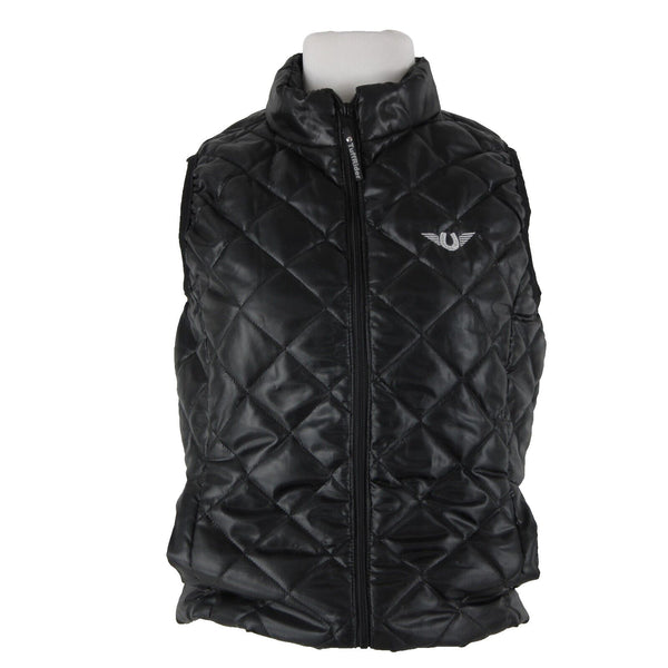 Tuff Rider Sz S Black Alpine Diamond Quilted Collared Zipper 100% Polyester Vest