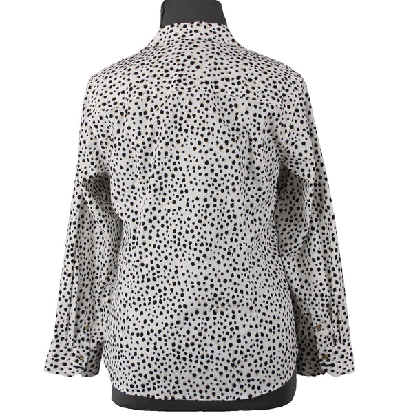 Talbots Top Sz 18W White Black Gold Metallic Animal Print Cotton Spandex Top