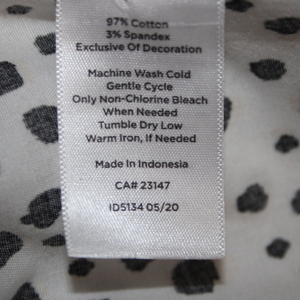 Talbots Top Sz 18W White Black Gold Metallic Animal Print Cotton Spandex Top